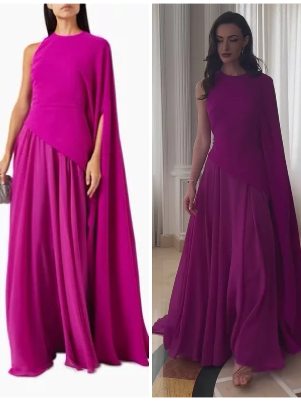 Honayda Cape-sleeve Kaftan Maxi Dress in Crêpe & Chiffon Size 42 | US size 10